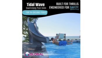 Global Pool Products Tidal Wave Slide with LED Light | Left Turn | Sandstone | GPPSTW-SAND-L-LED