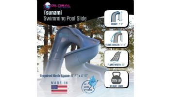 Global Pool Products Tsunami Swimming Pool Slide | Gray | GPPSTS-GREY
