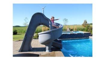 Global Pool Products Tsunami Swimming Pool Slide with LED Light | Gray | GPPSTS-GREY-LED