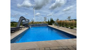 Global Pool Products Tsunami Swimming Pool Slide with LED Light | Gray | GPPSTS-GREY-LED