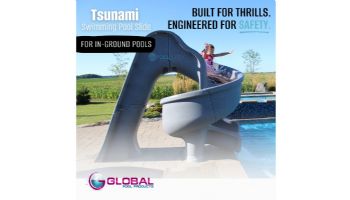 Global Pool Products Tsunami Swimming Pool Slide with LED Light | Gray | GPPSTS-GREY-LED