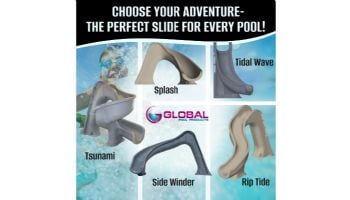 Global Pool Products Tsunami Swimming Pool Slide with LED Light | Gray | GPPSTS-GREY-LED