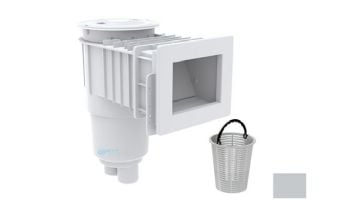 AquaStar Flow Star Skimmer with Narrow 9" Deep Throat, Float Assembly, Lid, Adjustable Collar and 9" Ultra Basket for Fiberglass | Light Gray | SKRFFL3N103-L