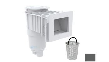 AquaStar Flow Star Standard Skimmer with Narrow 9" Deep Throat, Float Assembly, Basket, Lid and Adjustable Collar and 9" Ultra Basket for Vinyl | Dark Gray | SKRVFL3N105-L