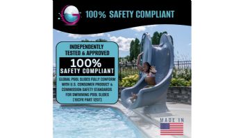 Global Pool Products Riptide Slide | Left Turn | Gray | GPPSRT-GREY-L