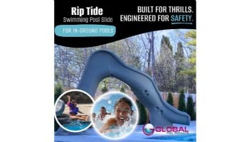 Global Pool Products Riptide Slide with LED Light | Right Turn | Gray | GPPSRT-GREY-R-LED