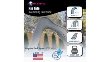 Global Pool Products Riptide Slide with LED Light | Right Turn | Sandstone | GPPSRT-SAND-R-LED