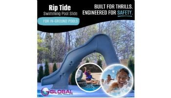 Global Pool Products Riptide Slide with LED Light | Left Turn | Gray | GPPSRT-GREY-L-LED