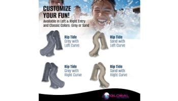 Global Pool Products Riptide Slide with LED Light | Left Turn | Gray | GPPSRT-GREY-L-LED