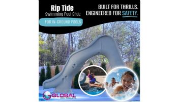 Global Pool Products Riptide Slide with LED Light | Left Turn | Sandstone | GPPSRT-SAND-L-LED