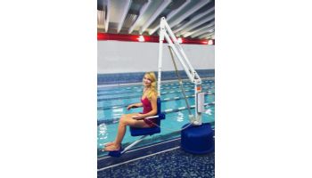 Aqua Creek Revolution Deep Draft Pool Lift with Spa Arm | No Anchor | White Powder Coat with Gray Seat | F-702RLSDD-G