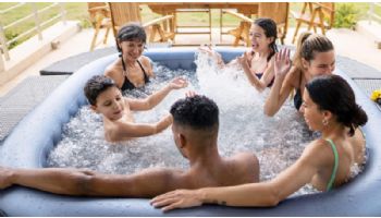 MSpa Comfort Series Tekapo Inflatable Square Bubble Spa | Metallic Blue Liner | 6-Person | D-TE06 C-TE062