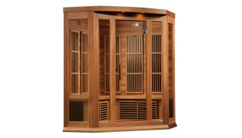 Golden Designs Maxxus Corner 3-Person Near Zero EMF FAR Infrared Carbon Sauna | Red Cedar | MX-K356-01-ZF CED