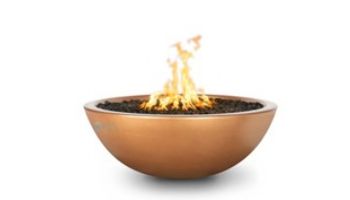 The Outdoor Plus 27" Sedona Concrete Fire Bowl | 12V Electronic Ignition - Natural Gas | Copper | OPT-27RFOE12V-MCP-NG