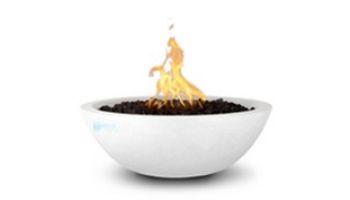 The Outdoor Plus 27" Sedona Concrete Fire Bowl | 12V Electronic Ignition - Natural Gas | Limestone | OPT-27RFOE12V-LIM-NG