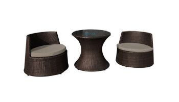 Island Retreat Oasis 3-Piece Outdoor Wicker Bistro Set | 2 Chairs & Table | Rich Brown | NU2055
