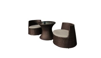 Island Retreat Oasis 3-Piece Outdoor Wicker Bistro Set | 2 Chairs & Table | Rich Brown | NU2055