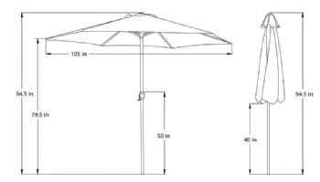 Mirage Autotilt Market Umbrella | 9-ft Octagon | Red Olefin | NU5422R