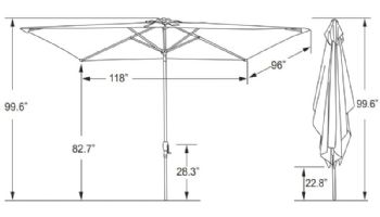 Caspian Market Umbrella | 8' x 10' Rectangular | Red | NU5448R