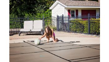 GLI 12-Year Secur-A-Pool Mesh Safety Cover | Rectangle 18' x 36' Tan | 4' x 8' Center End Step | 201836RECES48SAPTAN