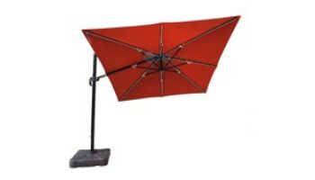 Santorini II Fiesta Cantilever Umbrella with Solar LED Lights | 10ft Square | Sunbrella Acrylic Beige | NU6245