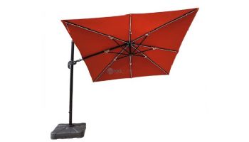 Santorini II Fiesta Cantilever Umbrella with Solar LED Lights | 10ft Square | Sunbrella Terra Cotta | NU6250B