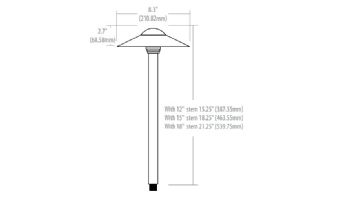 Sollos Dome Hat LED Path Light Fixture | 8.3" Hat 15" Stem | Arquitectural Aluminum - Textured Bronze | PDO083-TZ-15 915030
