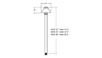 Sollos Traditional Hat LED Path Light Fixture | 4" Hat 12" Stem | Natural Metal - Copper | PTH040-CU-12 915402
