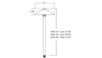 Sollos Traditional Hat LED Path Light Fixture | 7.5" Hat 15" Stem | Stainless Steel | PTH075-SS-15 915566