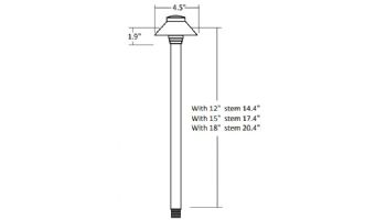 Sollos Straight Hat LED Path Light Fixture | 4" Hat 12" Stem | Arquitectural Aluminum - Textured Bronze | PSH040-TZ-12 913023