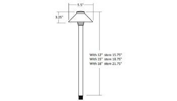 Sollos Straight Hat LED Path Light Fixture | 5.5" Hat 18" Stem | Arquitectural Aluminum - Textured Bronze | PSH055-TZ-18 910037