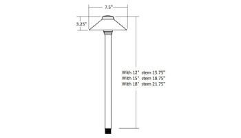 Sollos Straight Hat LED Path Light Fixture | 7.5" Hat 18" Stem | Arquitectural Aluminum - Textured Bronze | PSH075-TZ-18 911037