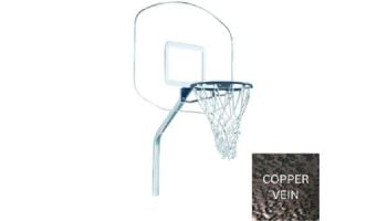 Global Pool Products Heavy Duty Basketball Set | 12" Offset with Net & Ball | Silver Vein Frame | No Anchors | GPPOTE-HDBBS-SV