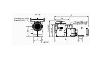 Jandy JCP Commercial Polymer Pump | 15HP 208-230/460V TEFC Three Phase | Strainer Included | JCP15-3AT-S
