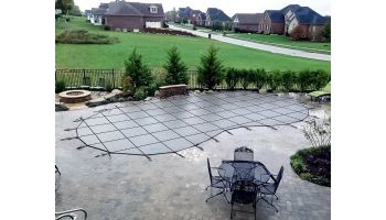 Merlin Dura-Mesh 15-Year Mesh Safety Cover | Rectangle 16' x 32' | 4' Offset 4' x 8' Left Side Step | Blue | 31M-M-BU