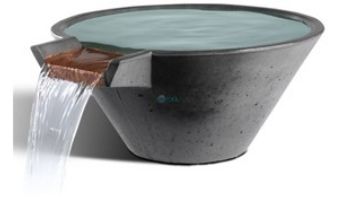 Slick Rock Concrete 34" Conical Cascade Water Bowl With Copper Spillway