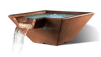 Slick Rock Concrete 34" Square Cascade Water Bowl | Onyx | Copper Spillway | KCC34SSPC-ONYX