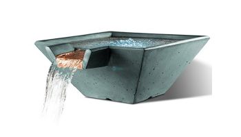 Slick Rock Concrete 34" Square Cascade Water Bowl | Denim | Copper Spillway | KCC34SSPC-DENIM