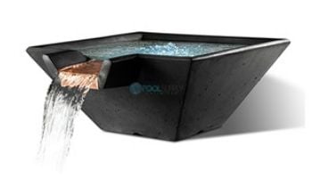 Slick Rock Concrete 34” Square Cascade Water Bowl With Copper Spillway