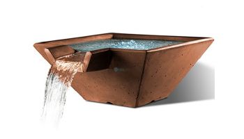 Slick Rock Concrete 22" Square Cascade Water Bowl | Adobe | Stainless Steel Spillway | KCC22SSPSS-ADOBE