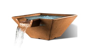 Slick Rock Concrete 22" Square Cascade Water Bowl | Copper | Stainless Steel Spillway | KCC22SSPSS-COPPER