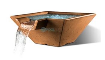 Slick Rock Concrete 34" Square Cascade Water Bowl | Great White | Stainless Steel Spillway | KCC34SSPSS-GREATWHITE
