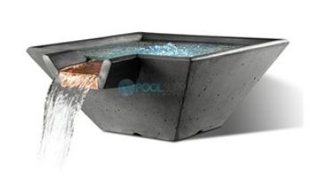 Slick Rock Concrete 29" Square Cascade Water Bowl With Stainless Steel Spillway