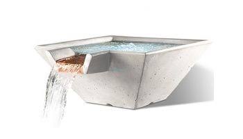 Slick Rock Concrete 22" Square Cascade Water Bowl | Great White | Stainless Steel Spillway | KCC22SSPSS-GREATWHITE