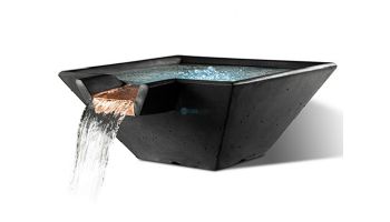 Slick Rock Concrete 22" Square Cascade Water Bowl | Onyx | Stainless Steel Spillway | KCC22SSPSS-ONYX