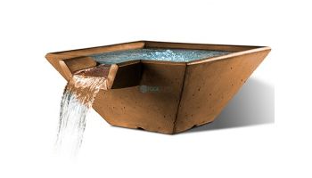 Slick Rock Concrete 34" Square Cascade Water Bowl | Rust Buff | Stainless Steel Spillway | KCC34SSPSS-RUSTBUFF