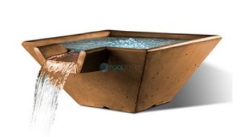 Slick Rock Concrete 34" Square Cascade Water Bowl | Rust Buff | Stainless Steel Spillway | KCC34SSPSS-RUSTBUFF