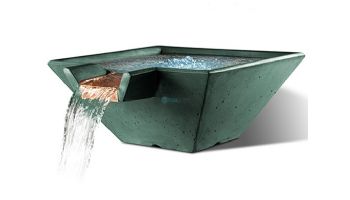 Slick Rock Concrete 22" Square Cascade Water Bowl | Seafoam | Stainless Steel Spillway | KCC22SSPSS-SEAFOAM