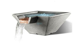 Slick Rock Concrete 34" Square Cascade Water Bowl | Shale | Stainless Steel Spillway | KCC34SSPSS-SHALE