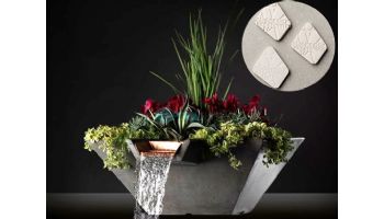 Slick Rock Concrete 22" Square Cascade Water Bowl + Planter | Great White | Stainless Steel Scupper | KCC22SSCSS-GREATWHITE